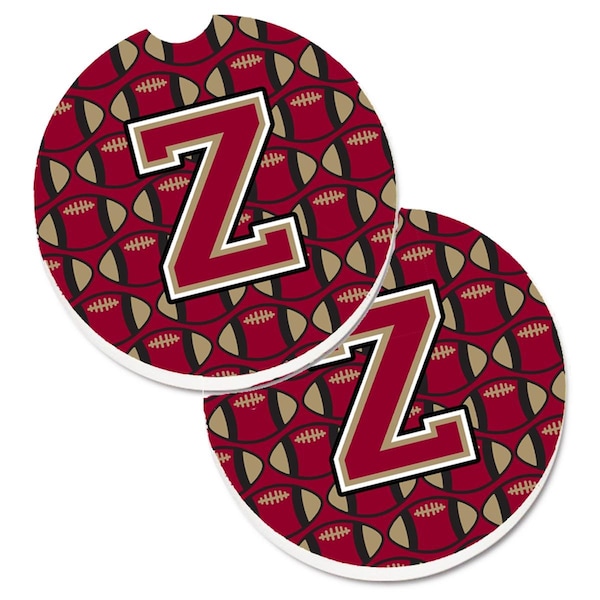 Carolines Treasures Letter Z Football Garnet and Gold Cup Holder Car Coaster, PK2 CJ1078-ZCARC - main